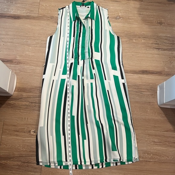 NWT Raoul 100% Silk - Green / Black / White Style: Shirt dress Size - 8 - Picture 8 of 11